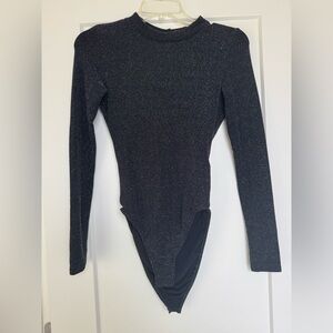 Divided Black Sparkly Long Sleeve Bodysuit